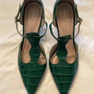 Preston & York Emerald Green T-Strap Heels